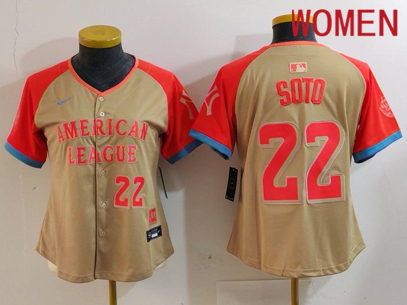 Women New York Yankees #22 Soto Orange All star 2024 Nike MLB Jersey style 5